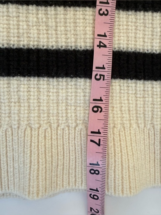 Everlane The Half-Zip Sweater in Luxe Merino Wool Sz Small Cream & Black Stripe - Picture 12 of 14